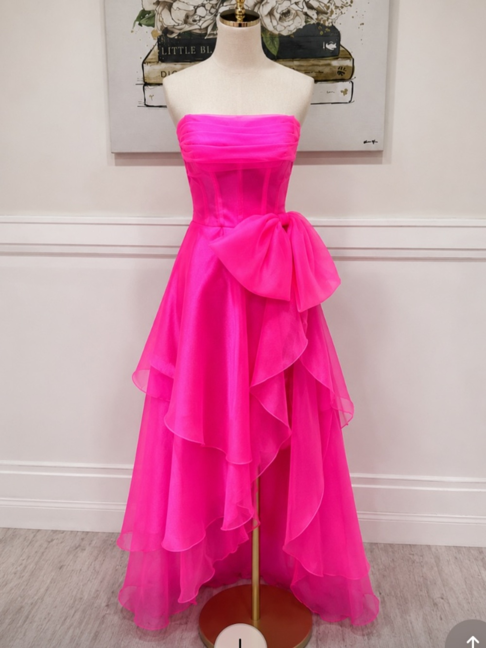 Hot Pink custom prom dress with bow